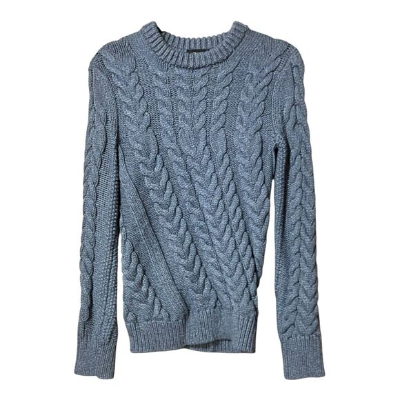 Theory Womens Size P Blue Twisting Cable Knit Wool Blend Sweater - Picture 1 of 3